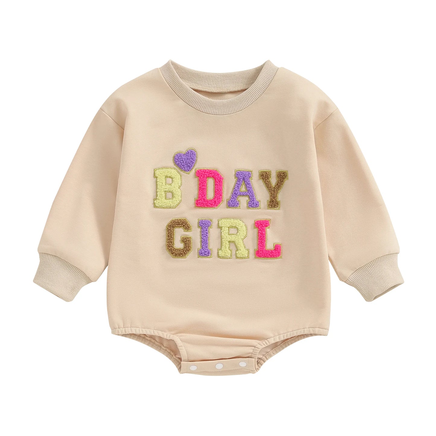 Baby Boys Girls Birthday Bodysuit Long Sleeve Letter Embroidery Playsuit Fall Clothes