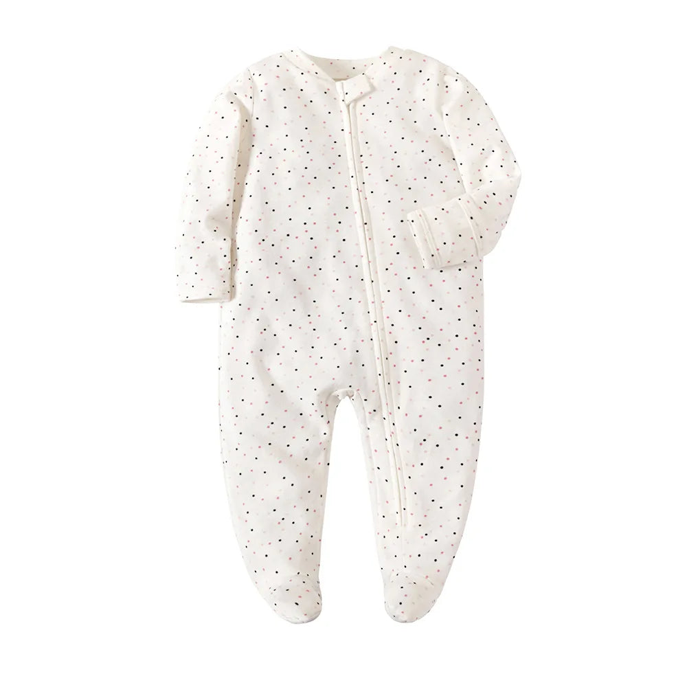 Long Sleeve Jumpsuit Cotton Solid Fashion Footed Pajamas