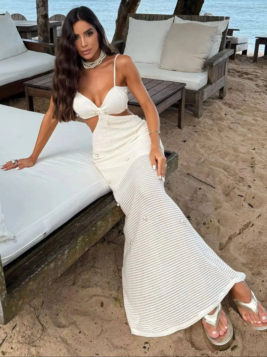 Knit Backless Cut-out Maxi Dress