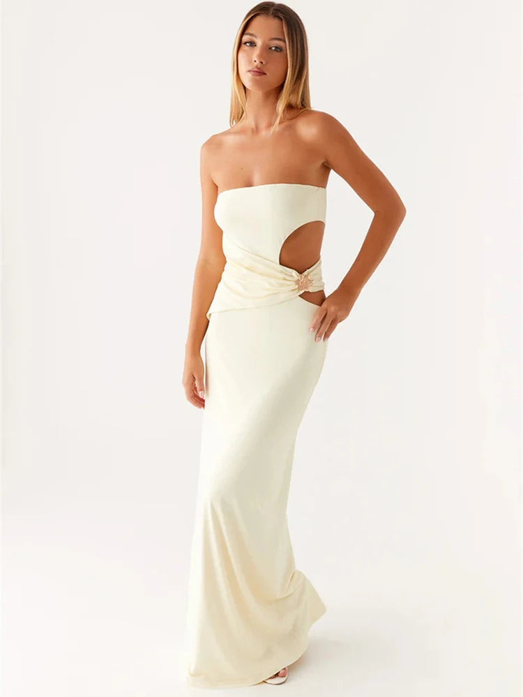 Chic Classic Bloom Metal-Strap Bodycon Maxi