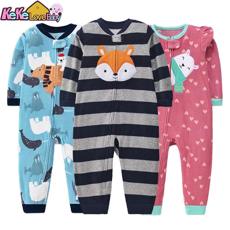 Infant Pajamas Zipper Fleece Animal Jumpsuit