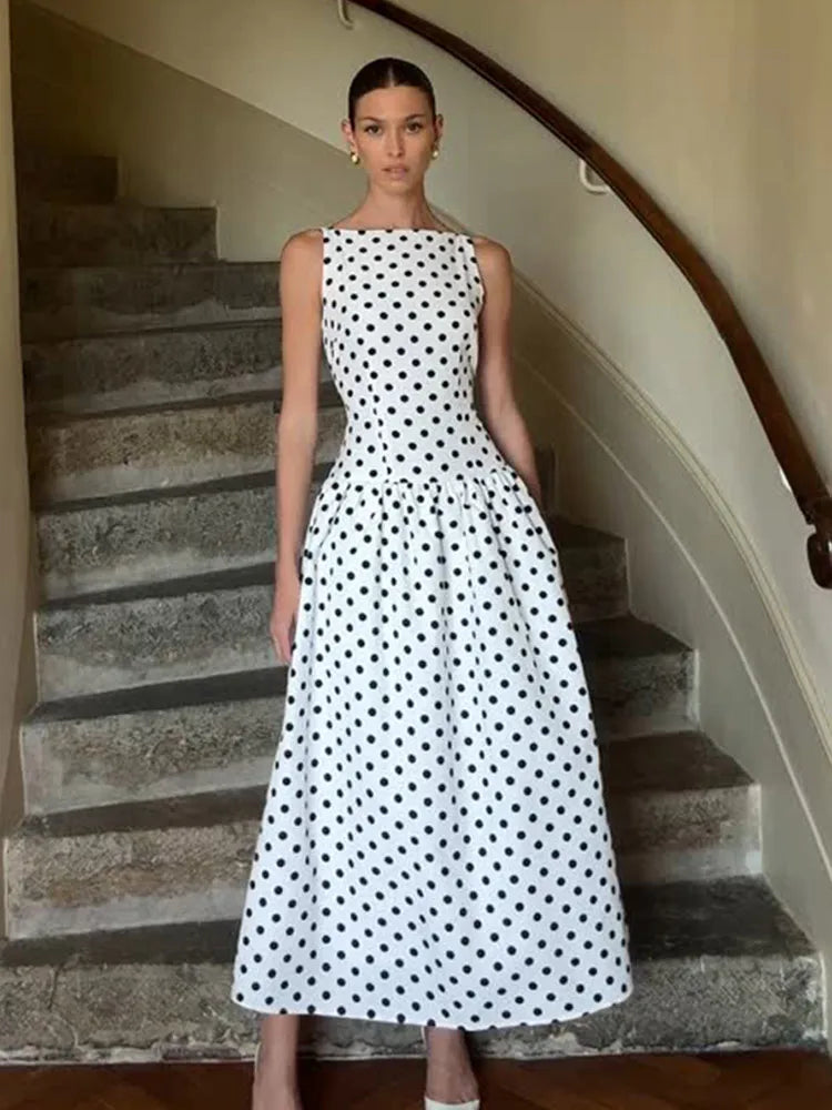 Polka Dot Elegance Maxi Dress