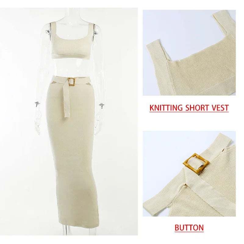 Backless Knitting Bare & Bougee Skirt Co-ord