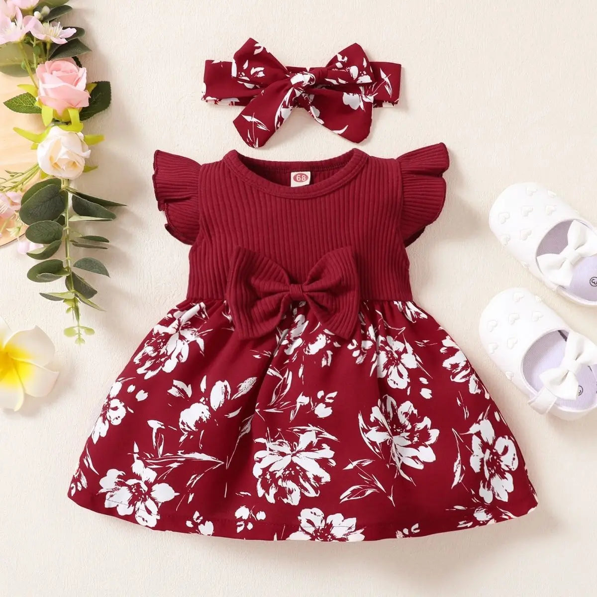 Toddler Sweet Bow Fly Sleeve Dress Dress