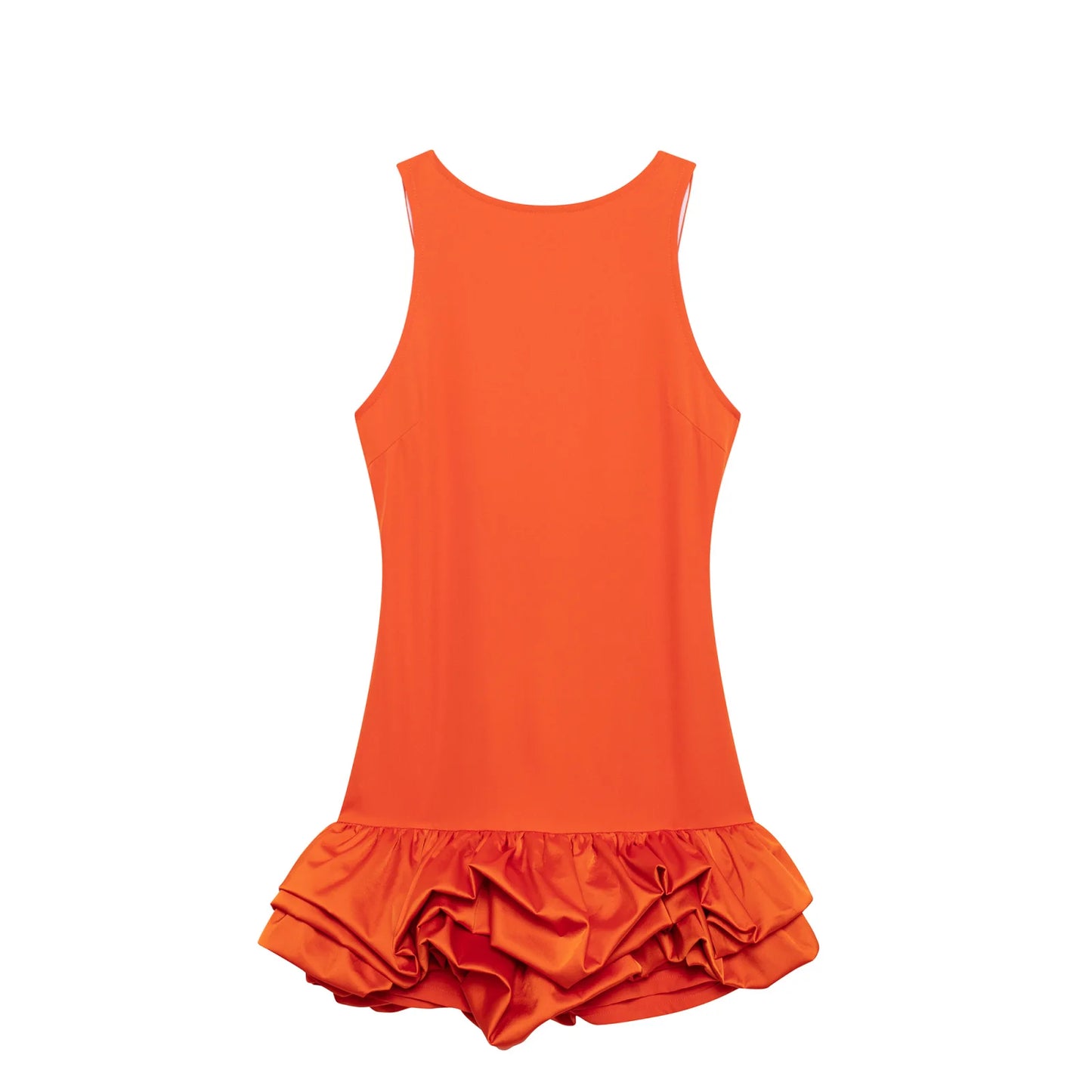 Chic Voluminous Playsuit Dress Female Back Zipper O-Neck Dress Ladies Elegant