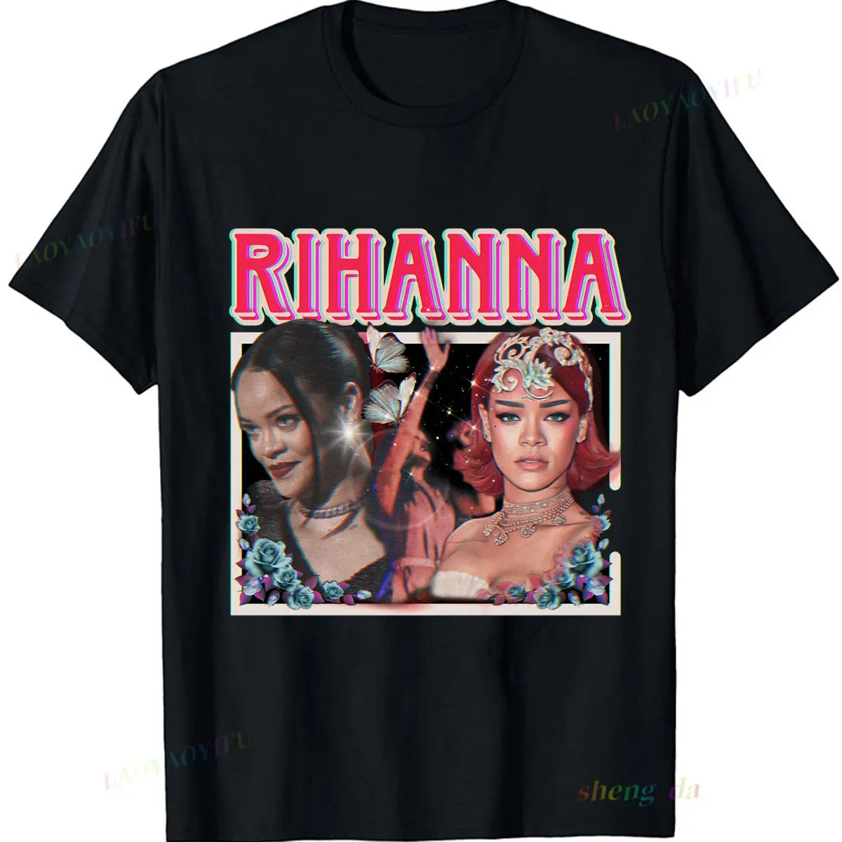The America Famous Fashion Popular Playera Rihanna Printed T-shirt High Quality Unisex Camisetas Gothic Letter Graphic Tops