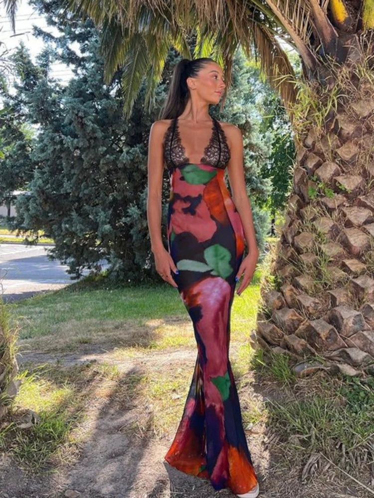 Wild Allure Leopard Lace Maxi Dress