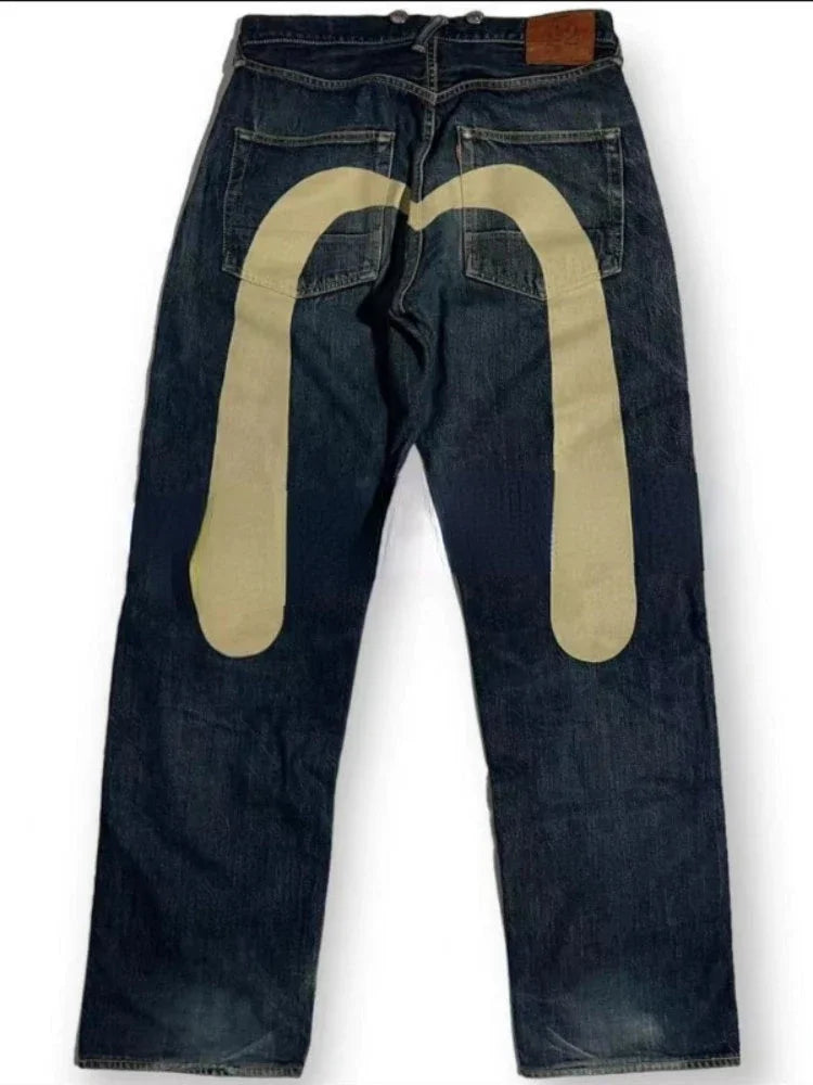 Y2K New Best-Selling Jeans Retro Personalized Print Jeans Women’s Punk Hip Hop Gothic Loose Straight Denims Couple Street wear