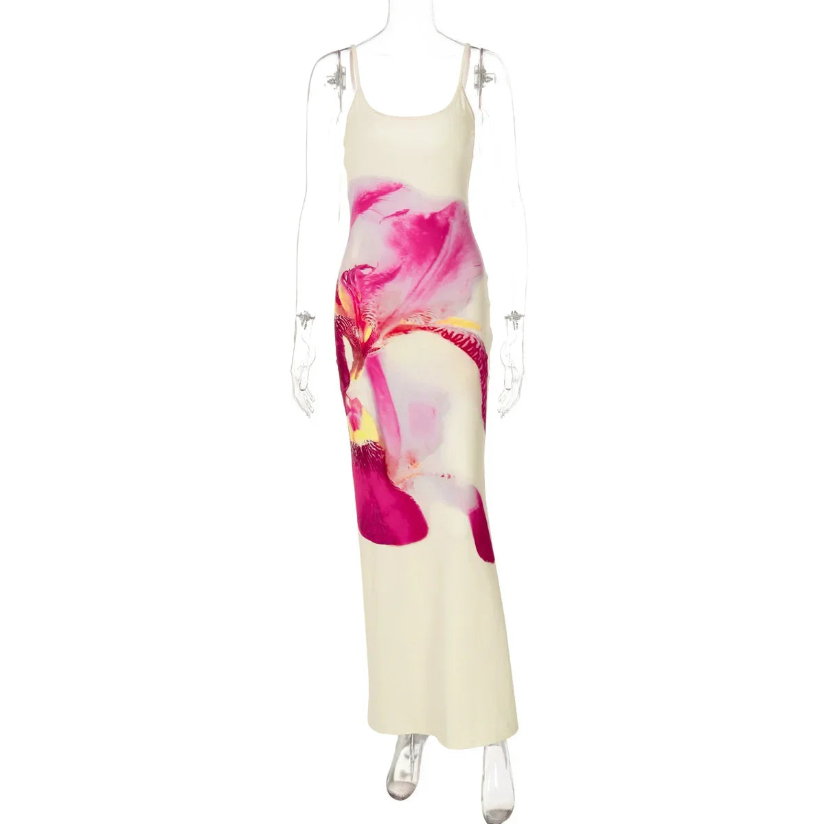 Women's Spaghetti Strap Blossom Baddie Maxi Dress