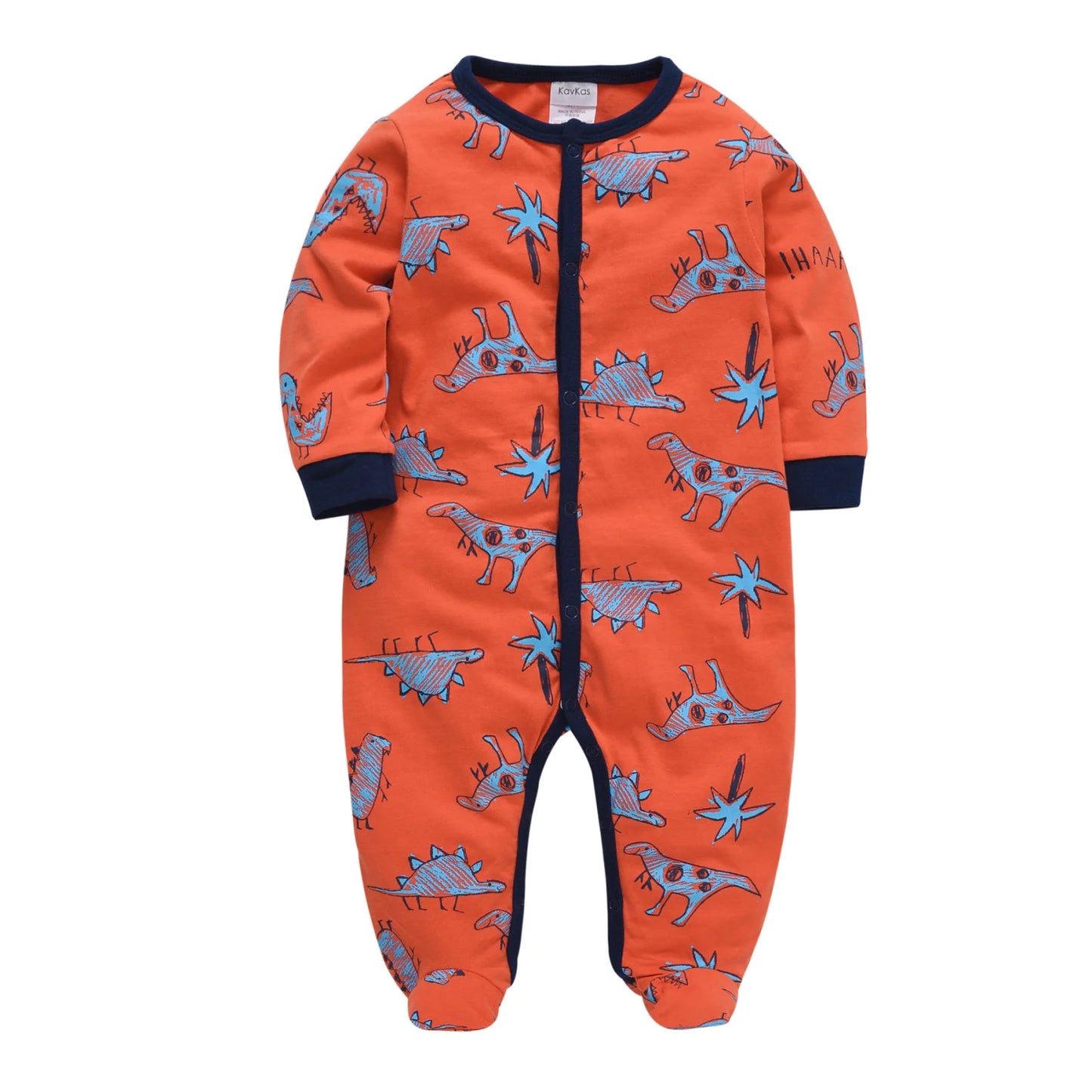 KAVKAS Baby Boys Clothing Cotton Cartoon Printing Kids Rompers Knit Newborn Overalls Orange Pajamas Baby Jumpsuit