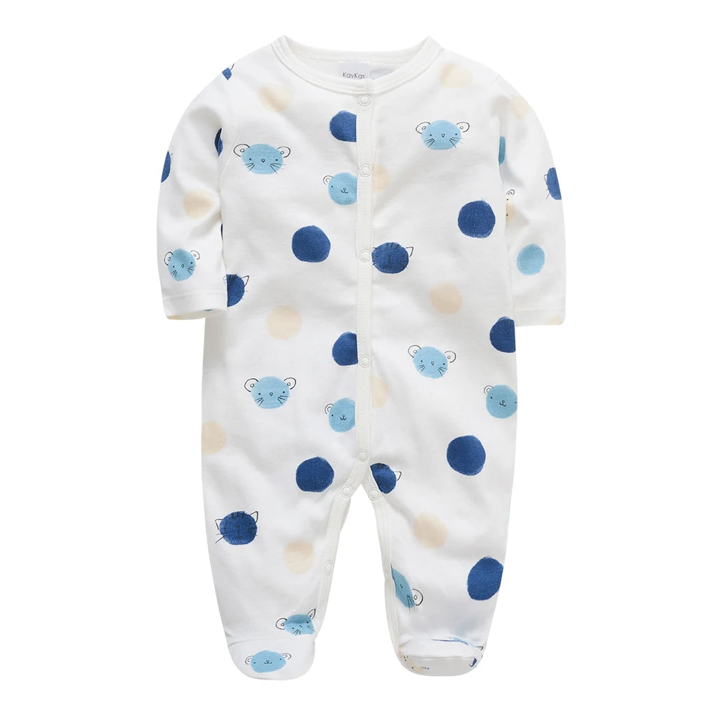 KAVKAS Baby Boys Clothing Cotton Cartoon Printing Kids Rompers Knit Newborn Overalls Orange Pajamas Baby Jumpsuit