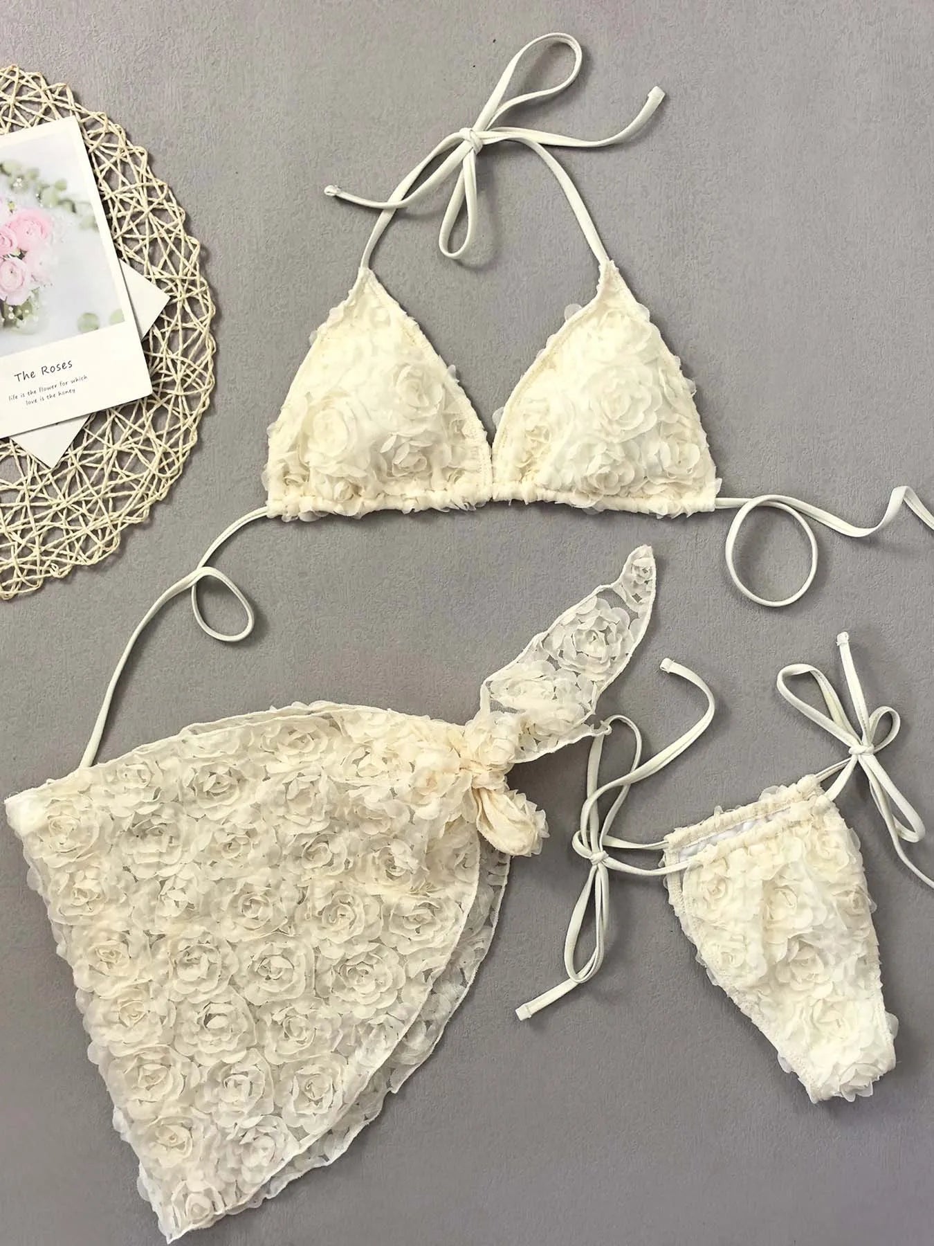 Rosé All Day Ruffle Bikini Bodysuit Swimwear Co-Ord