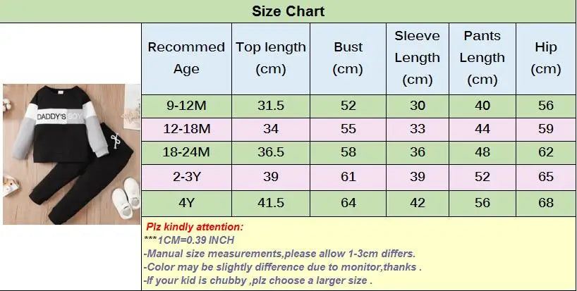 Boy Fashion Color Block Long Sleeve Top+Pant Spring and Autumn Clothing Outfits for Toddler Boy 1-4 Years