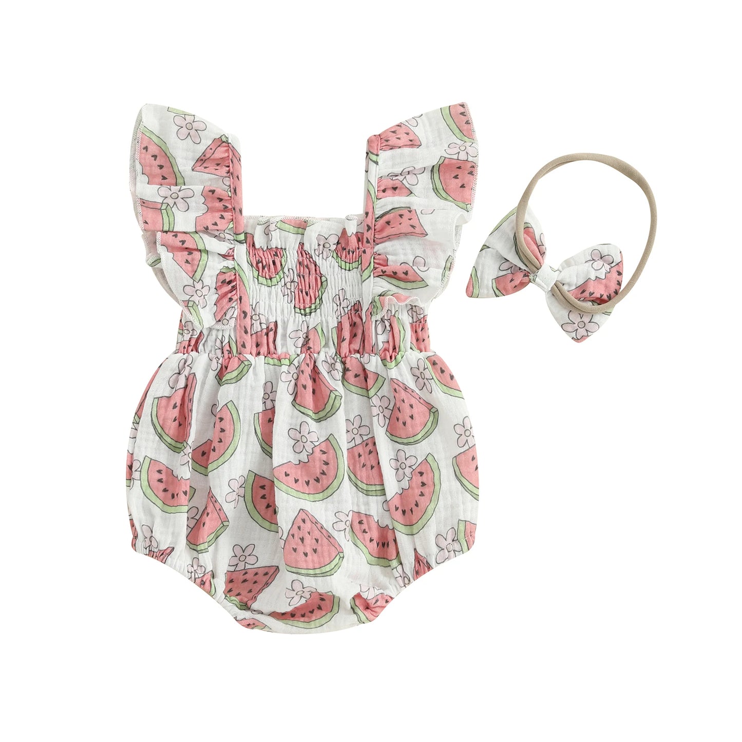 Sweet Newborn Baby Girls Casual Rompers Watermelon/Strawberry/Bow