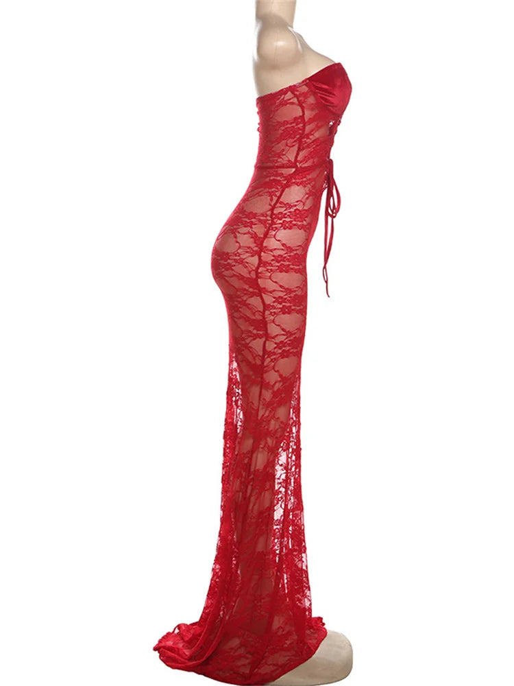 Luxe Coquette Lace Patchwork Maxi Dress