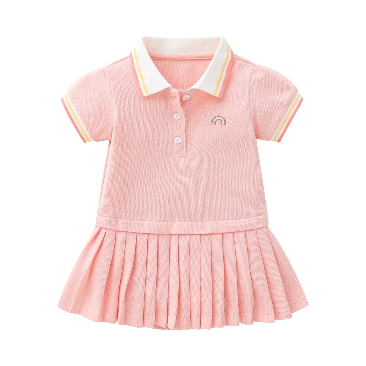 Infant Toddler Baby Girls Pink Polo Dress Summer Cotton Kids Casual Clothes