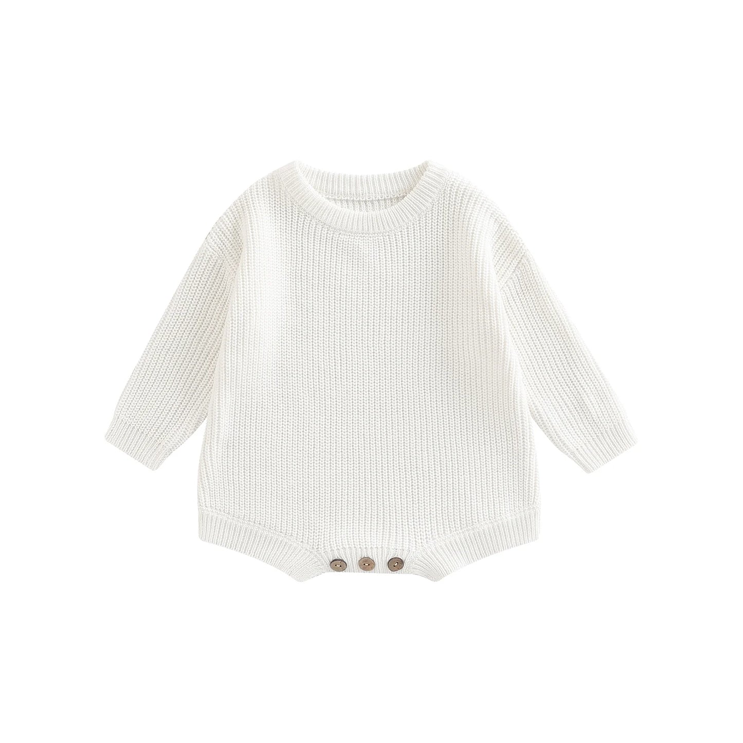 Newborn Infant Baby Girl Boy Romper Knit Jumpsuit Solid Color Warm Fall Winter