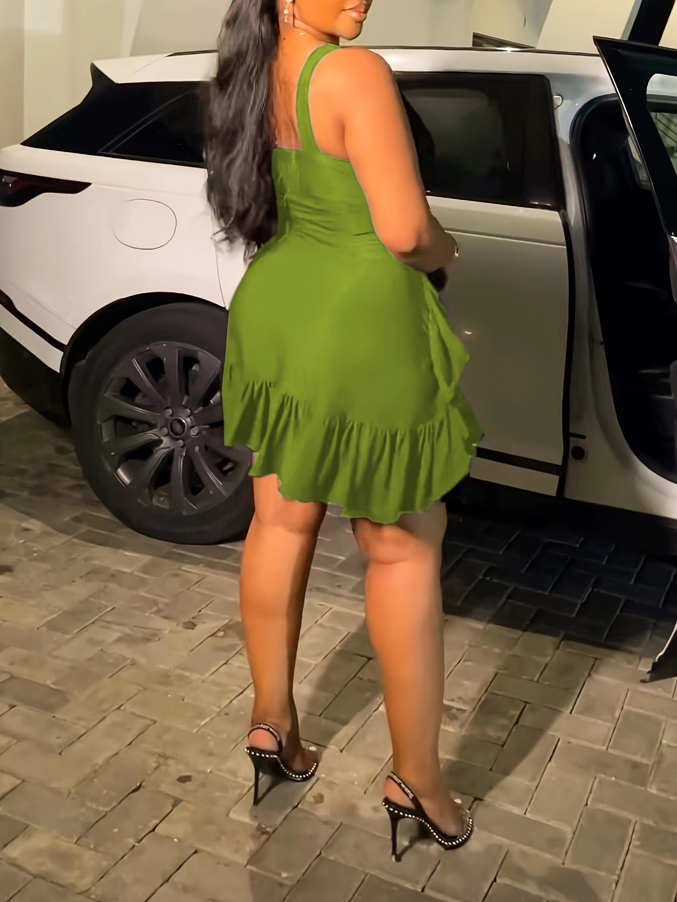 Elegant V-Neck Sleeveless Ruffle Ruched Bodycon Mini Dress