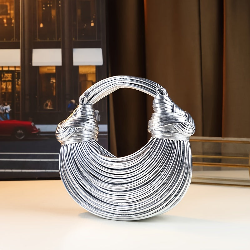 Trendy Bright Surface Handwoven Design Fashionable Women's Bag Knot Rope Handbag