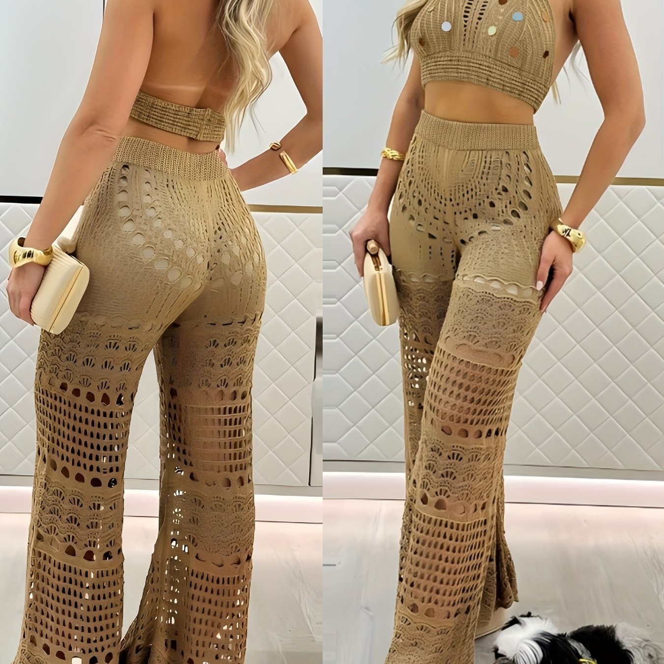 Golden Coast Women’s Two-Piece Acrylic Suit Set