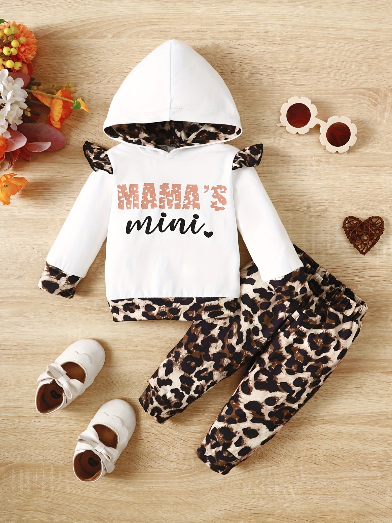 Leopard Pattern Baby Girls Hoodie & Matching Pants Set