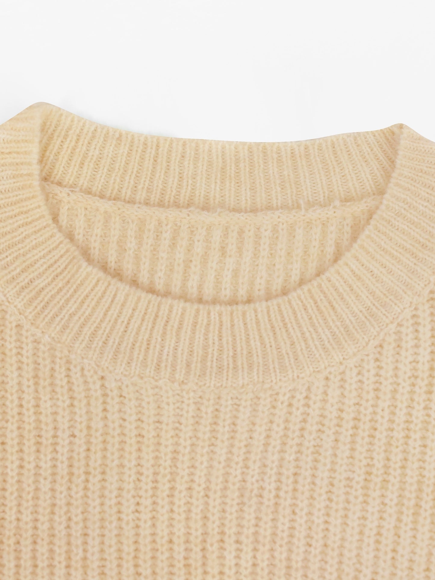 Solid Knitted Casual Two-piece Set, Crew Neck Long Sleeve Top & Pants Outfits, Women's Clothing