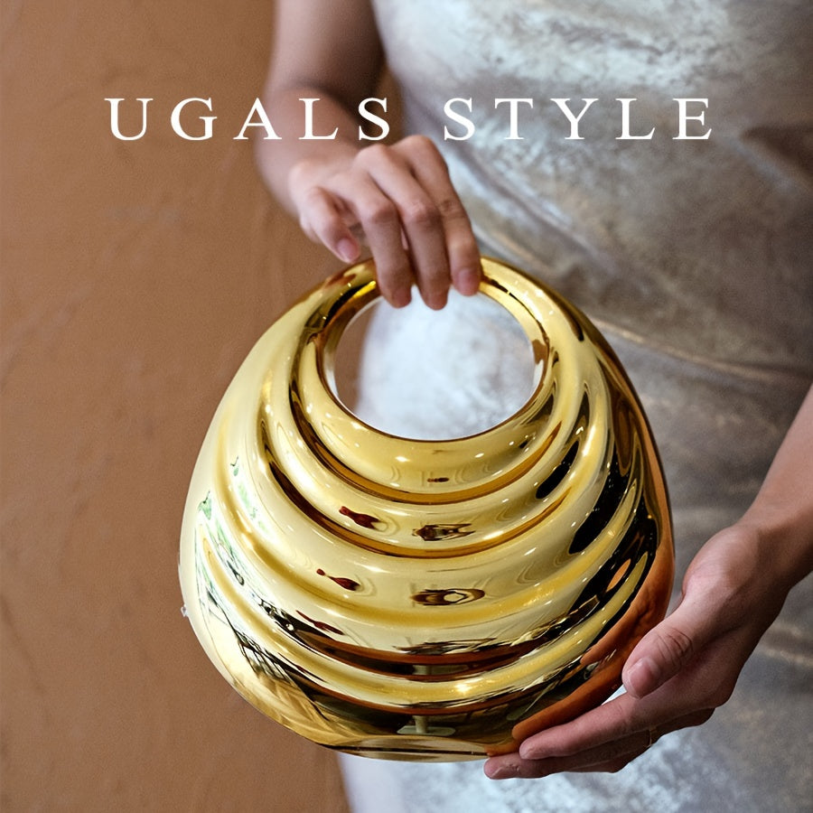 Banquet Shiny Special-shaped Oval Shell, Hand Holding Crossbody Bag