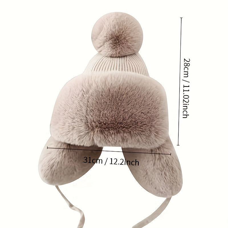 Thicken Plush Furry Ear Protection Thermal Bomber Hat, Fall Winter Keep Warm Soft Comfortable Earflap Warm Hat