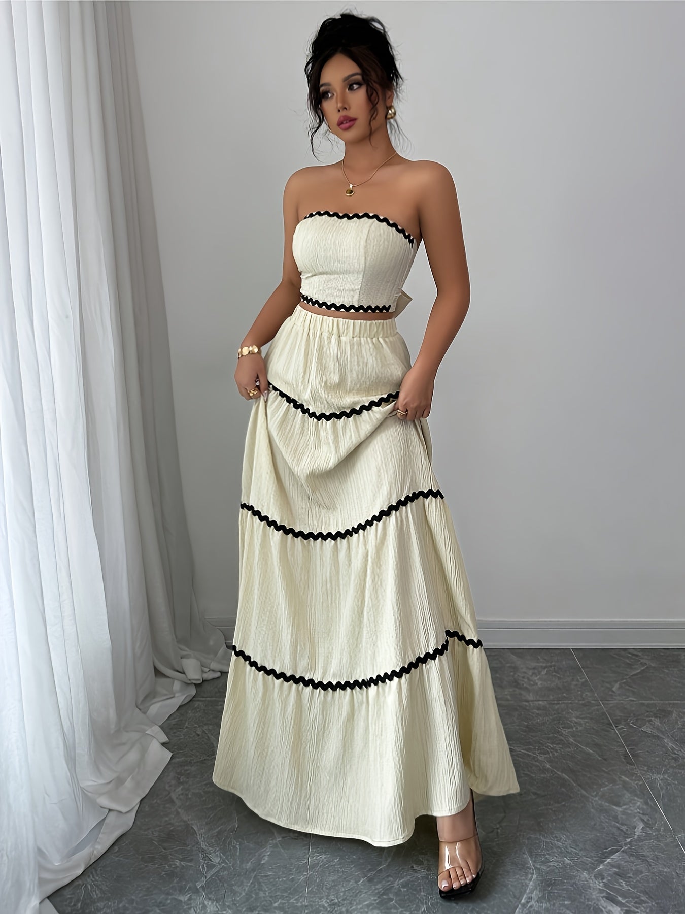 Women's Bohemian Fashion Sunset Wrap Co-Ord Skirt Pants Set