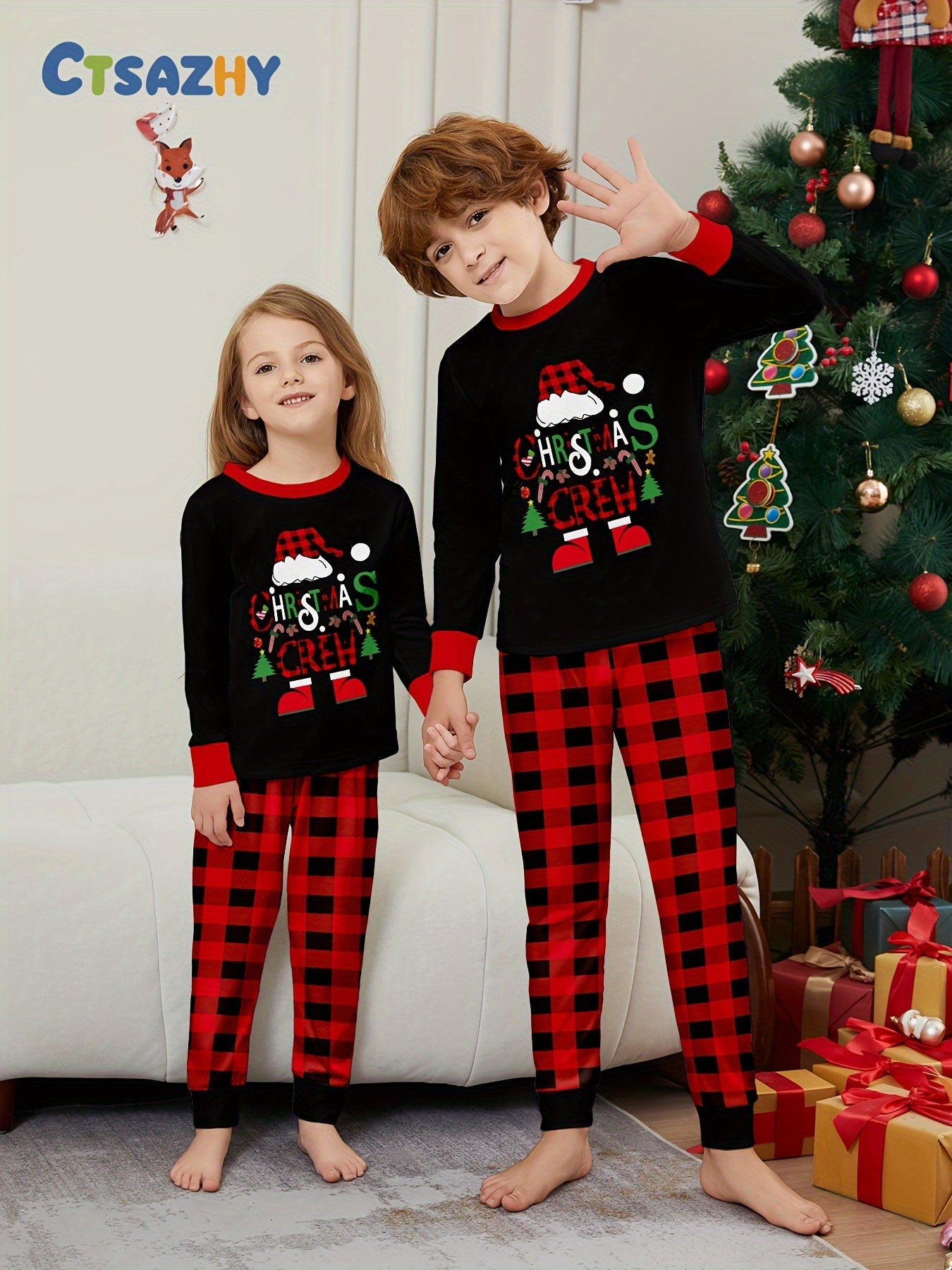Retardant Fireproof Fabric Youngsters's Pajamas Set Christmas Boys and Girls