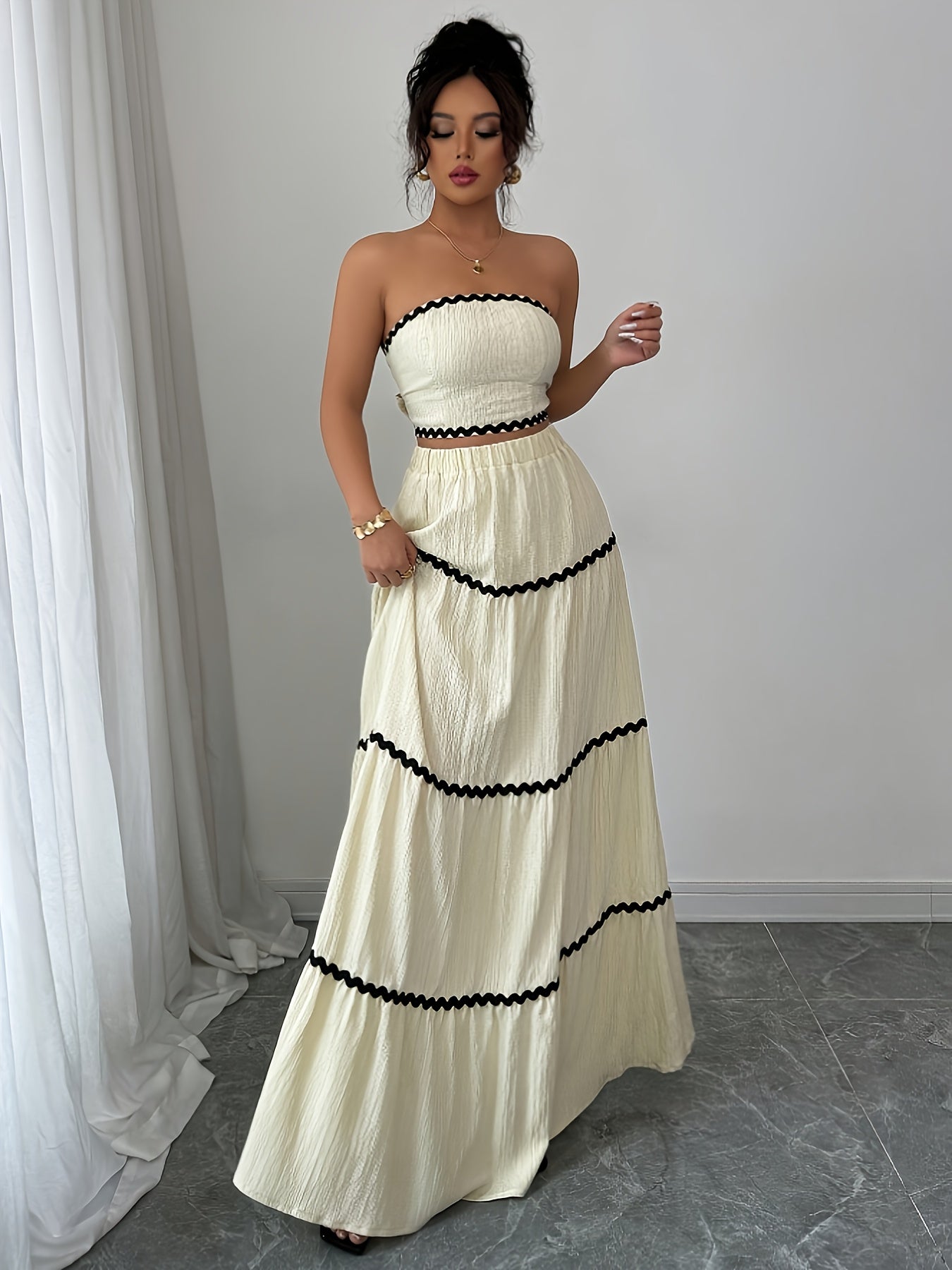 Women's Bohemian Fashion Sunset Wrap Co-Ord Skirt Pants Set