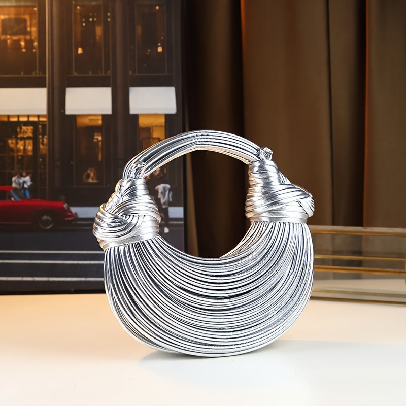 Trendy Bright Surface Handwoven Design Fashionable Women's Bag Knot Rope Handbag
