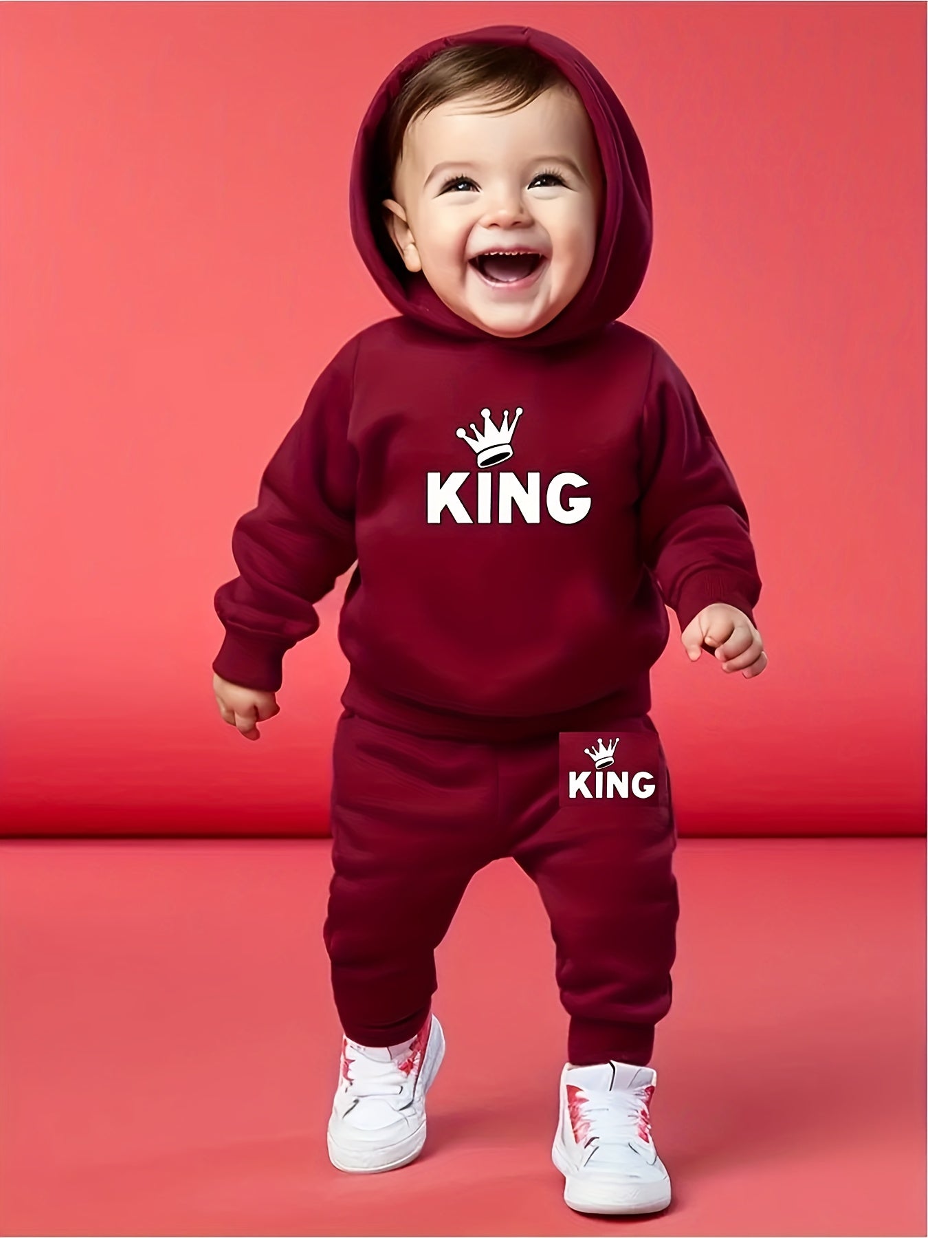 Toddler Boys' Sports Hoodie and Joggers Set, Polyester Knit Fabric with Slight Stretch, Alphabet Pattern, Regular Long Sleeve