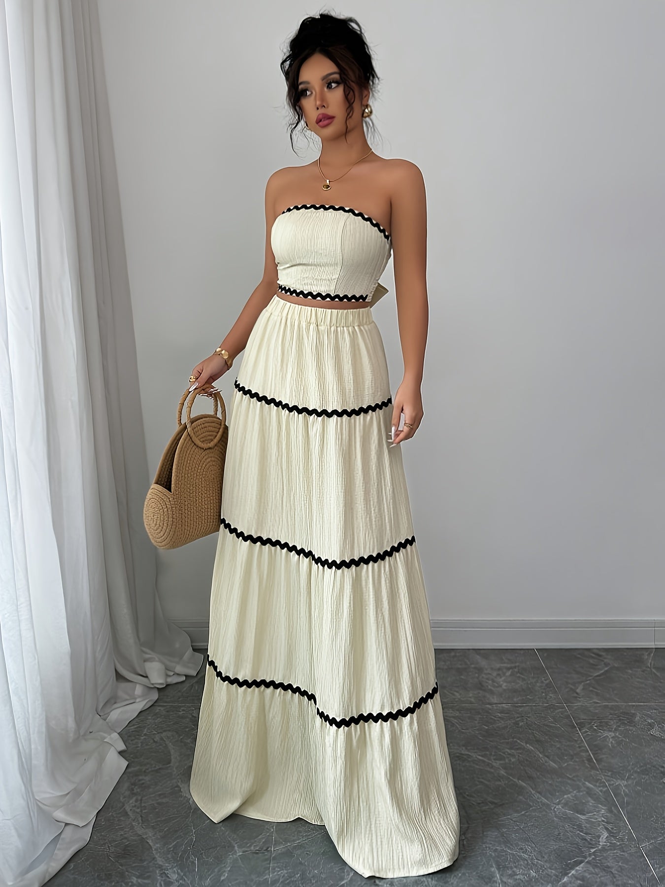 Women's Bohemian Fashion Sunset Wrap Co-Ord Skirt Pants Set