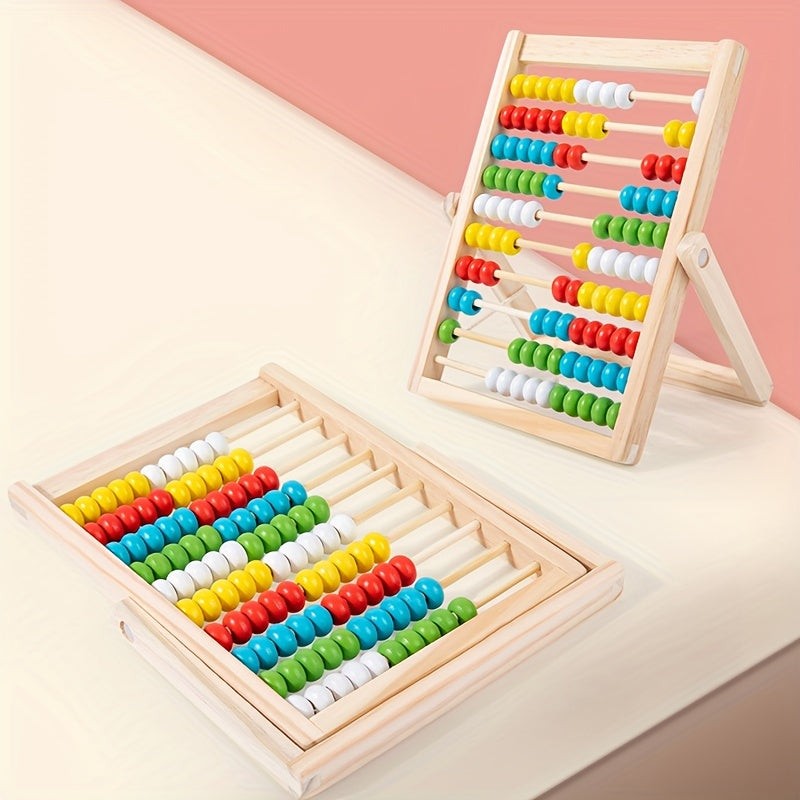 Wooden Counting Colorful Beads Arithmetic Stand, Educational Toy Arithmetic Toy