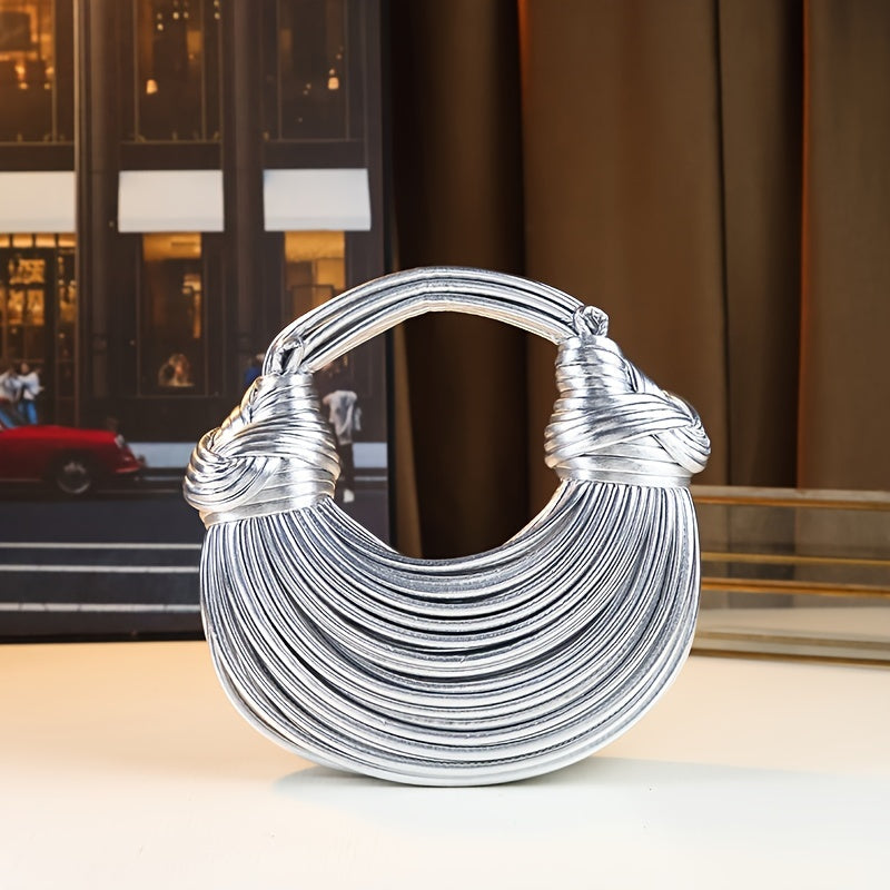Trendy Bright Surface Handwoven Design Fashionable Women's Bag Knot Rope Handbag