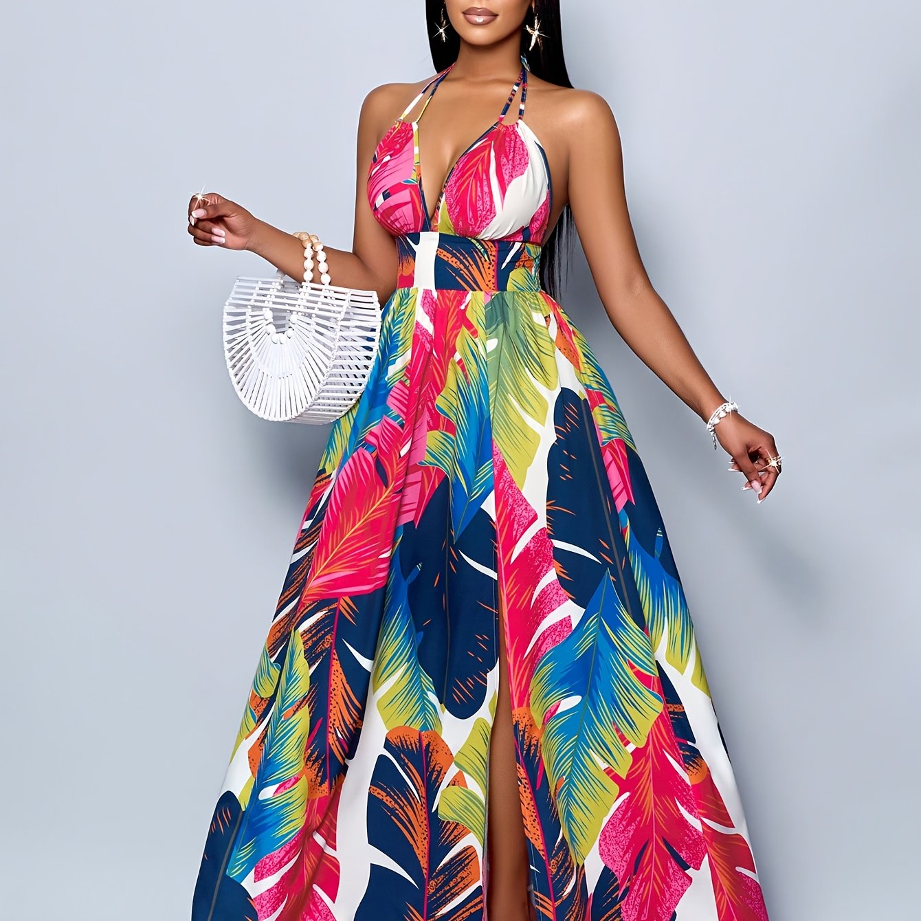 Elegant Floral Print TropiGlam Dress