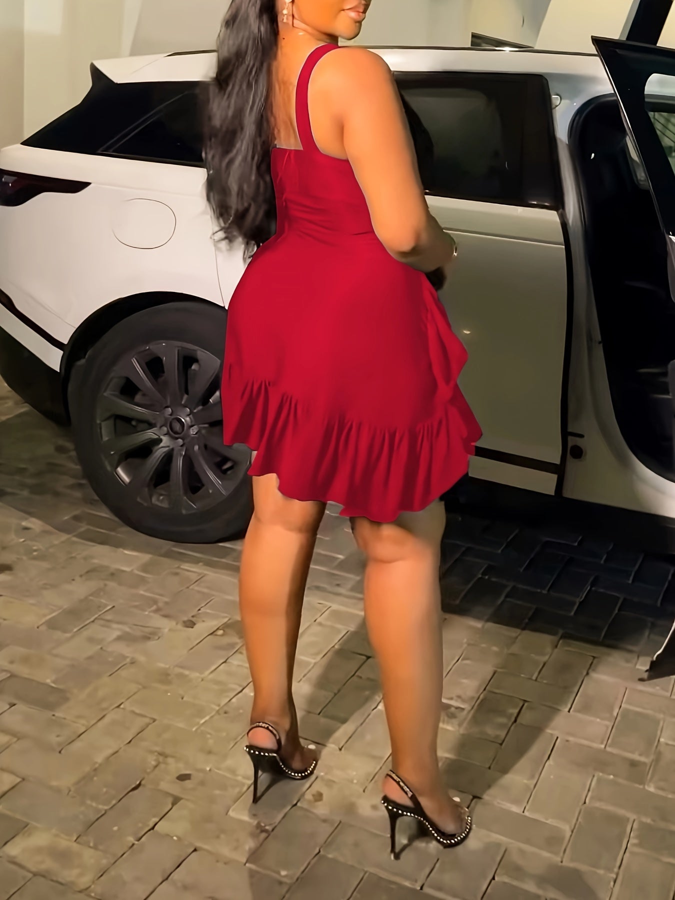 Elegant V-Neck Sleeveless Ruffle Ruched Bodycon Mini Dress