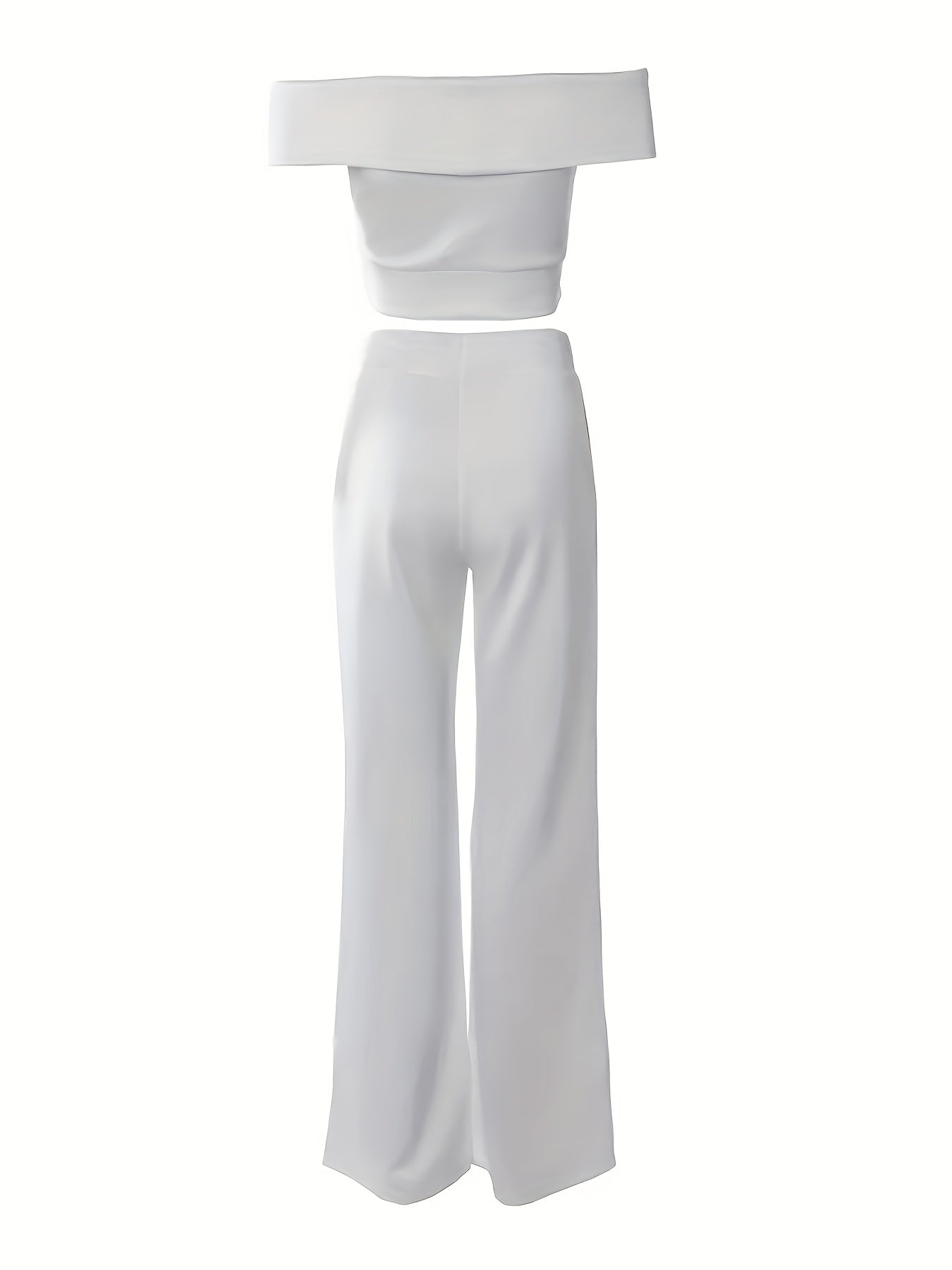 Elegant Edge Two-Piece Chic Off-Shoulder Top & Flared Pants
