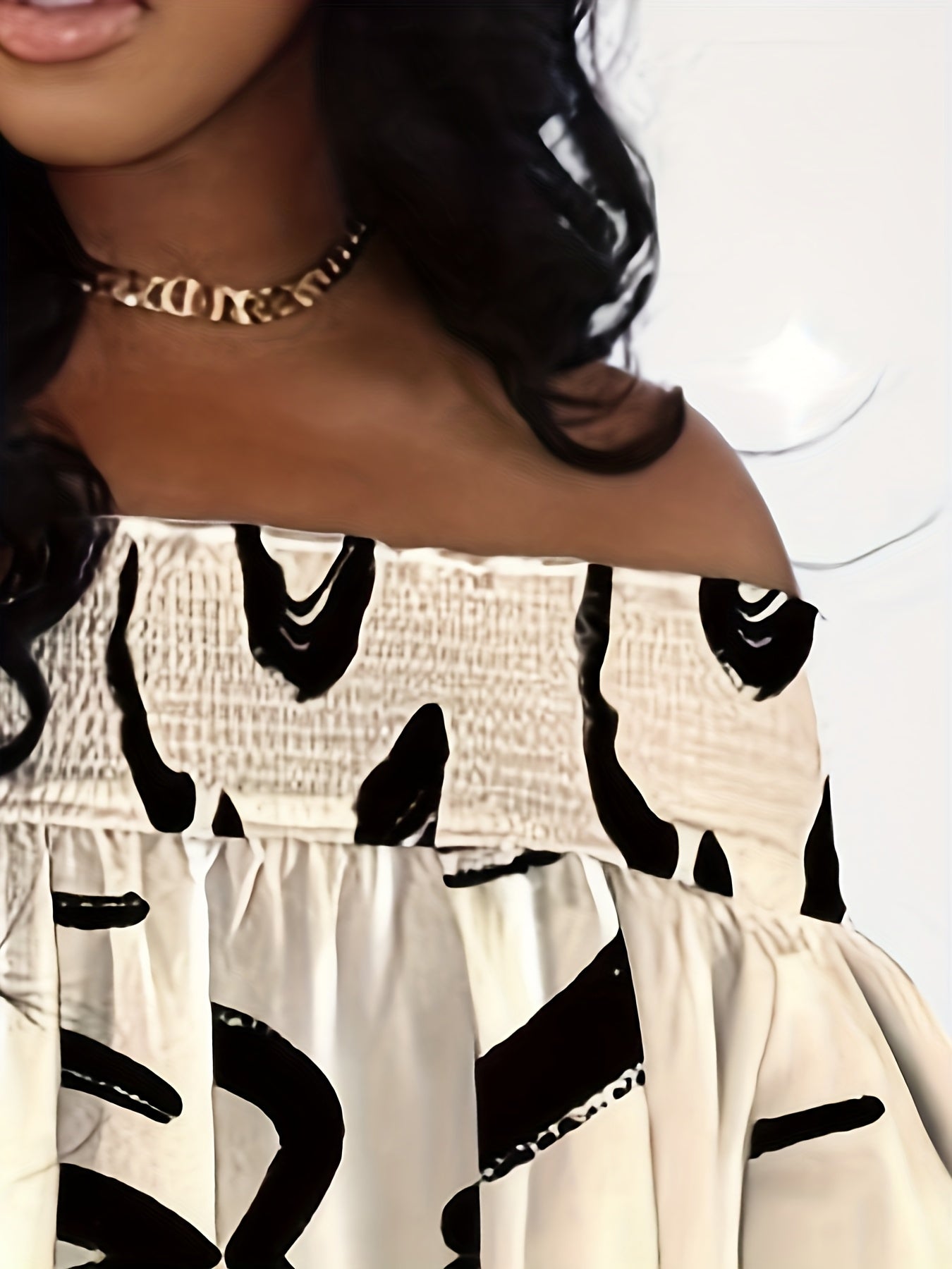 Chic Off-Shoulder Boho Geometry