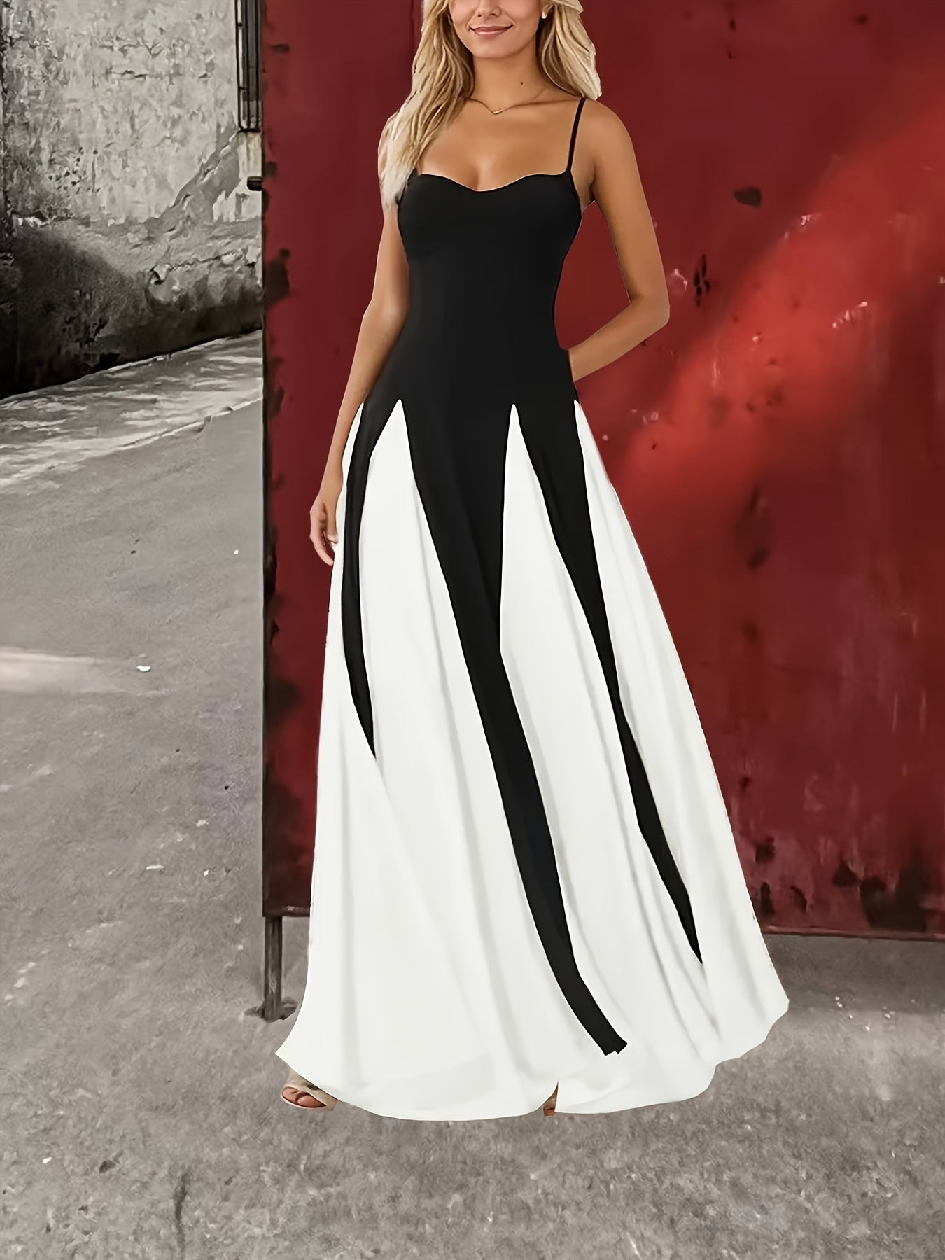 Women's Elegant Strapless Divine Contrast Dress