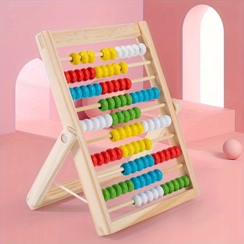 Wooden Counting Colorful Beads Arithmetic Stand, Educational Toy Arithmetic Toy
