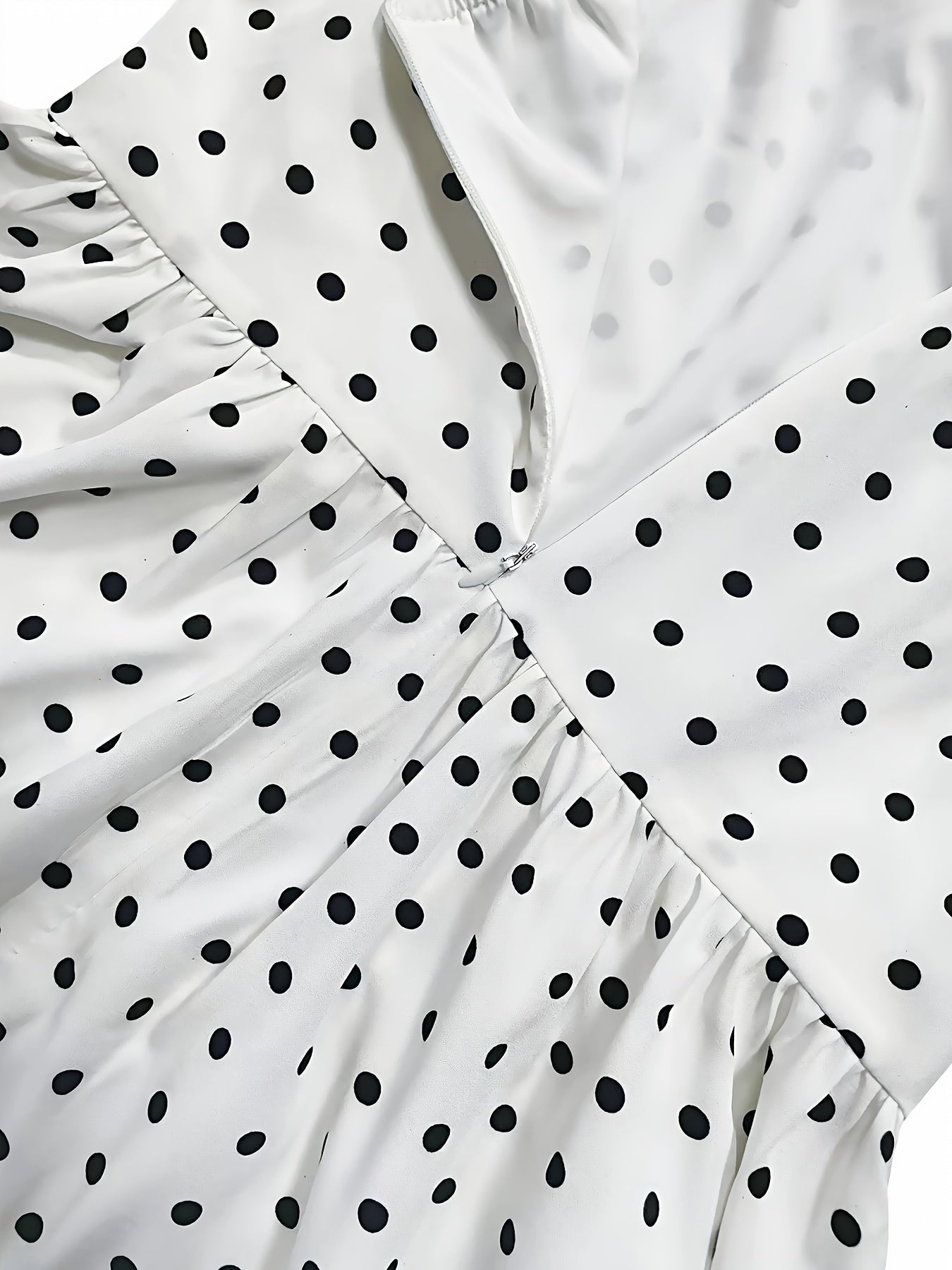 Print Polka Dot Halter Dress for Women - Backless A-Line Mini with Ruffled Hem, Machine Washable Polyester, White & Black Design, Perfect for Spring/Fall, Spring Fashion Wear | Chic Mini Dress | Nonstretch Dress, Cute Dresses