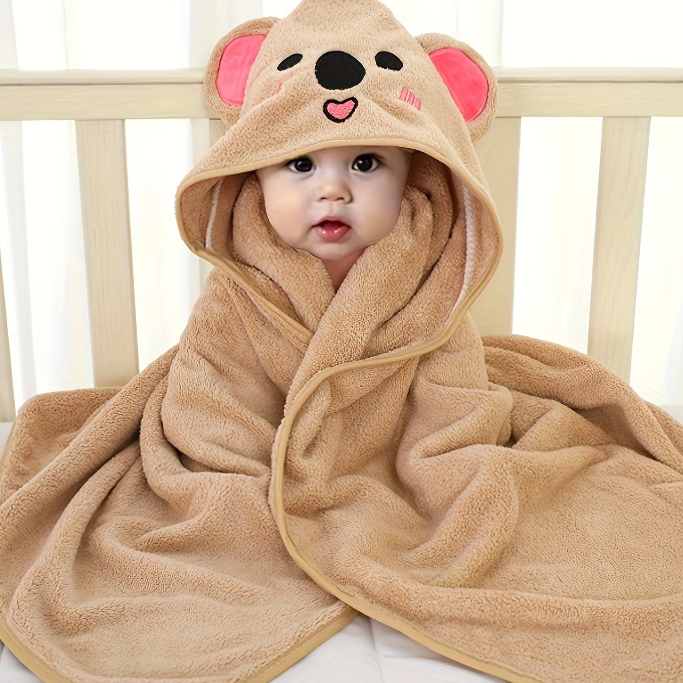 Adorable Animal Design Baby Boy's Soft Hooded Bathrobe