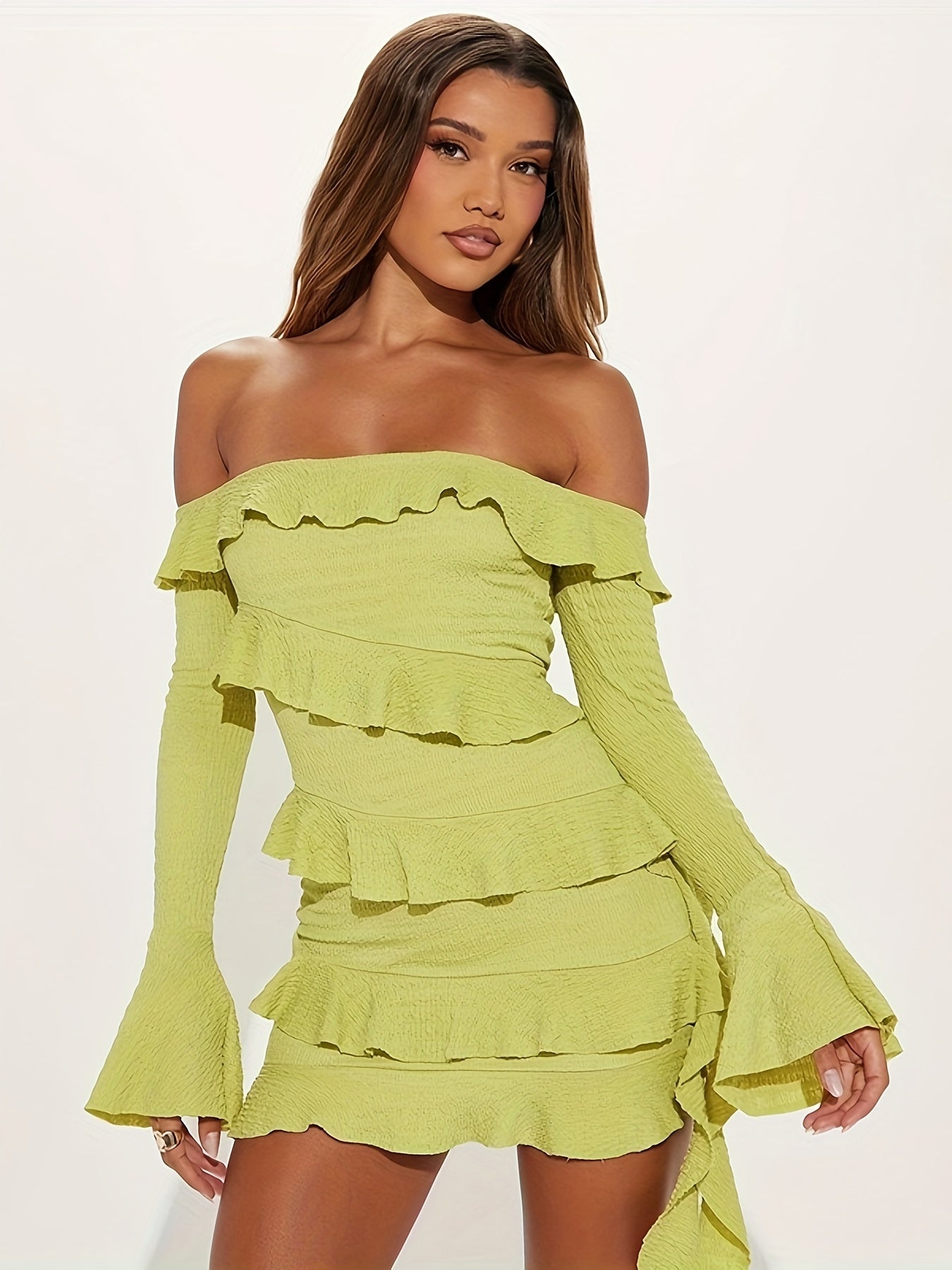 Twilight Sway Off-Shoulder Dress Ruffle Dress