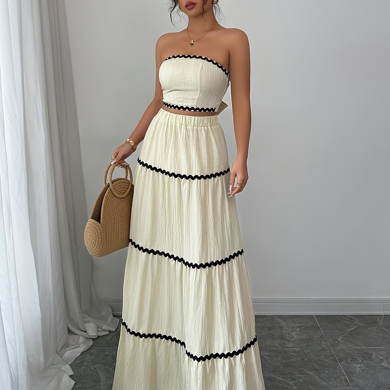 Women's Bohemian Fashion Sunset Wrap Co-Ord Skirt Pants Set