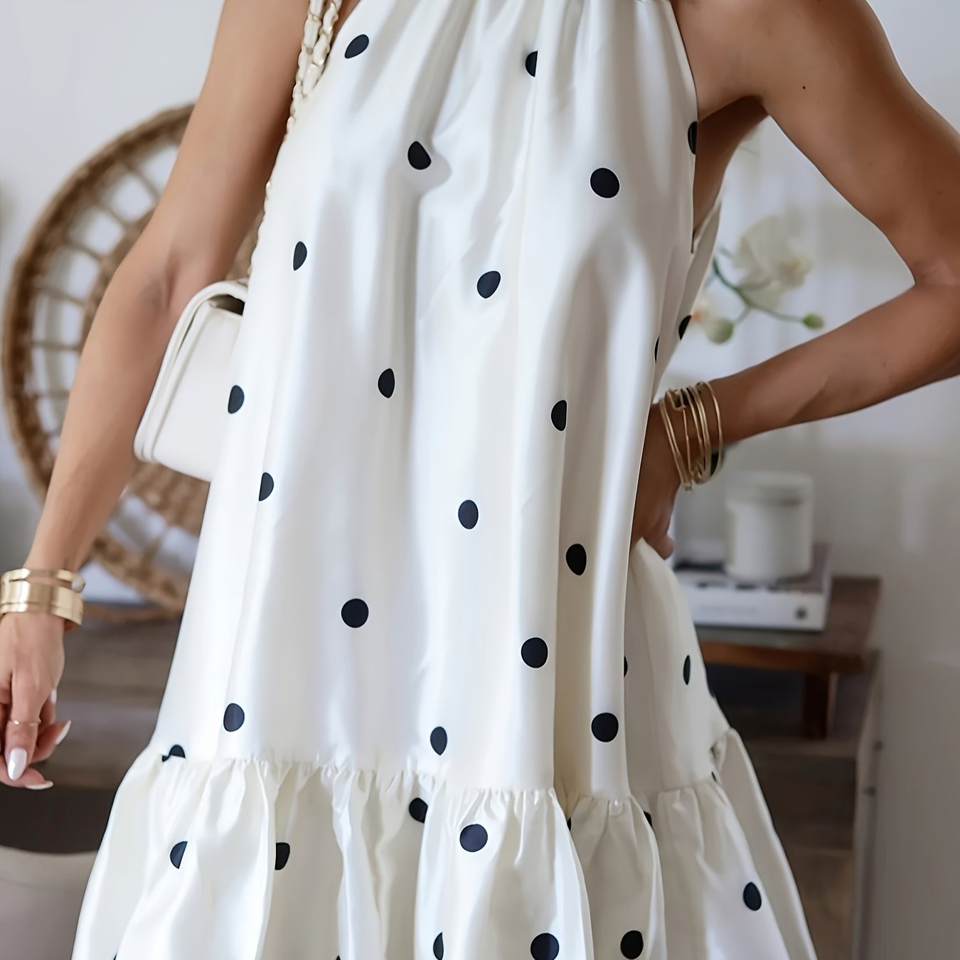 Elegant Women's Cat Ears Dot Allure Mini Dress