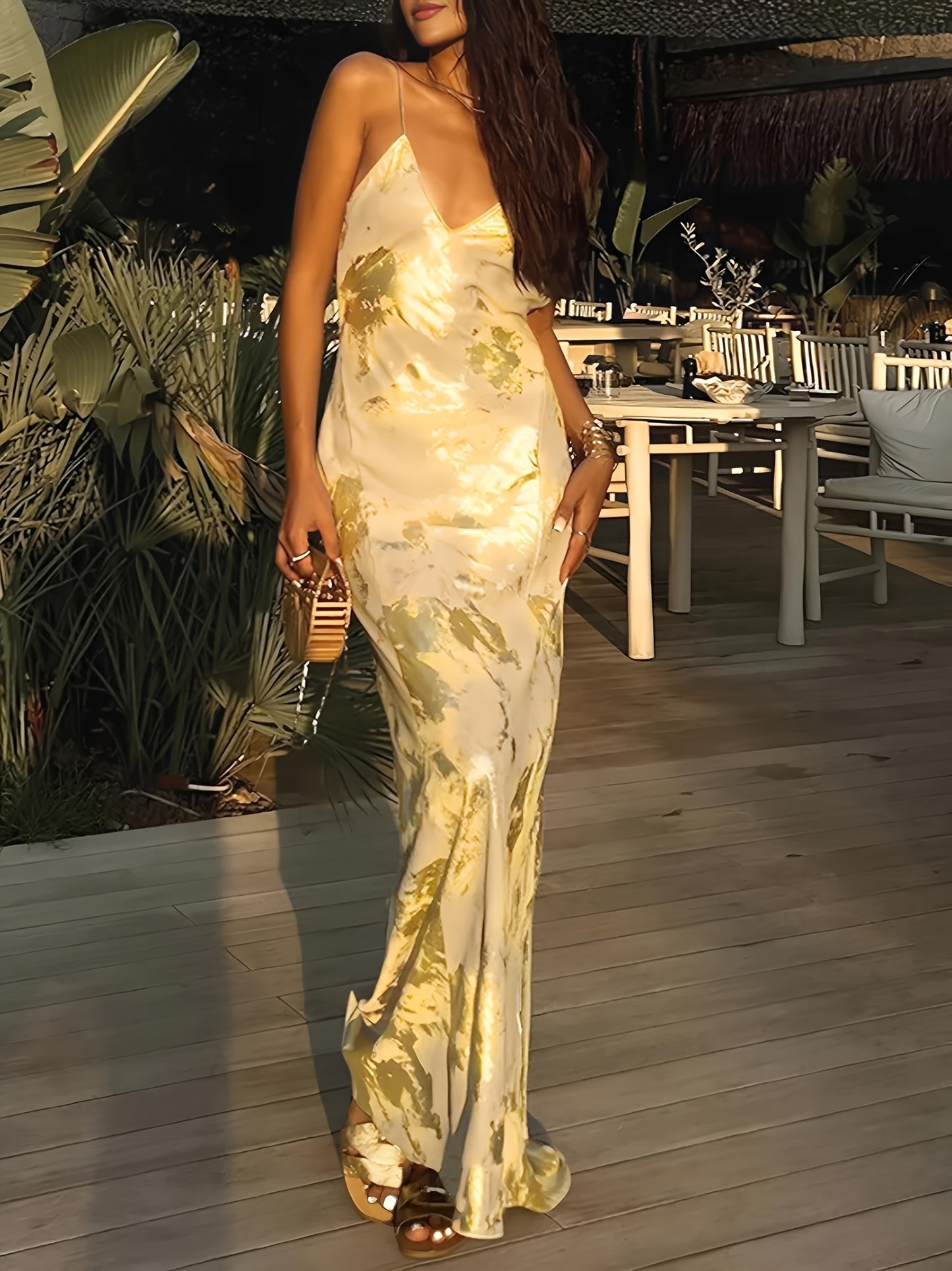 Women's Glam Glimmer Geometric Spaghetti Dress