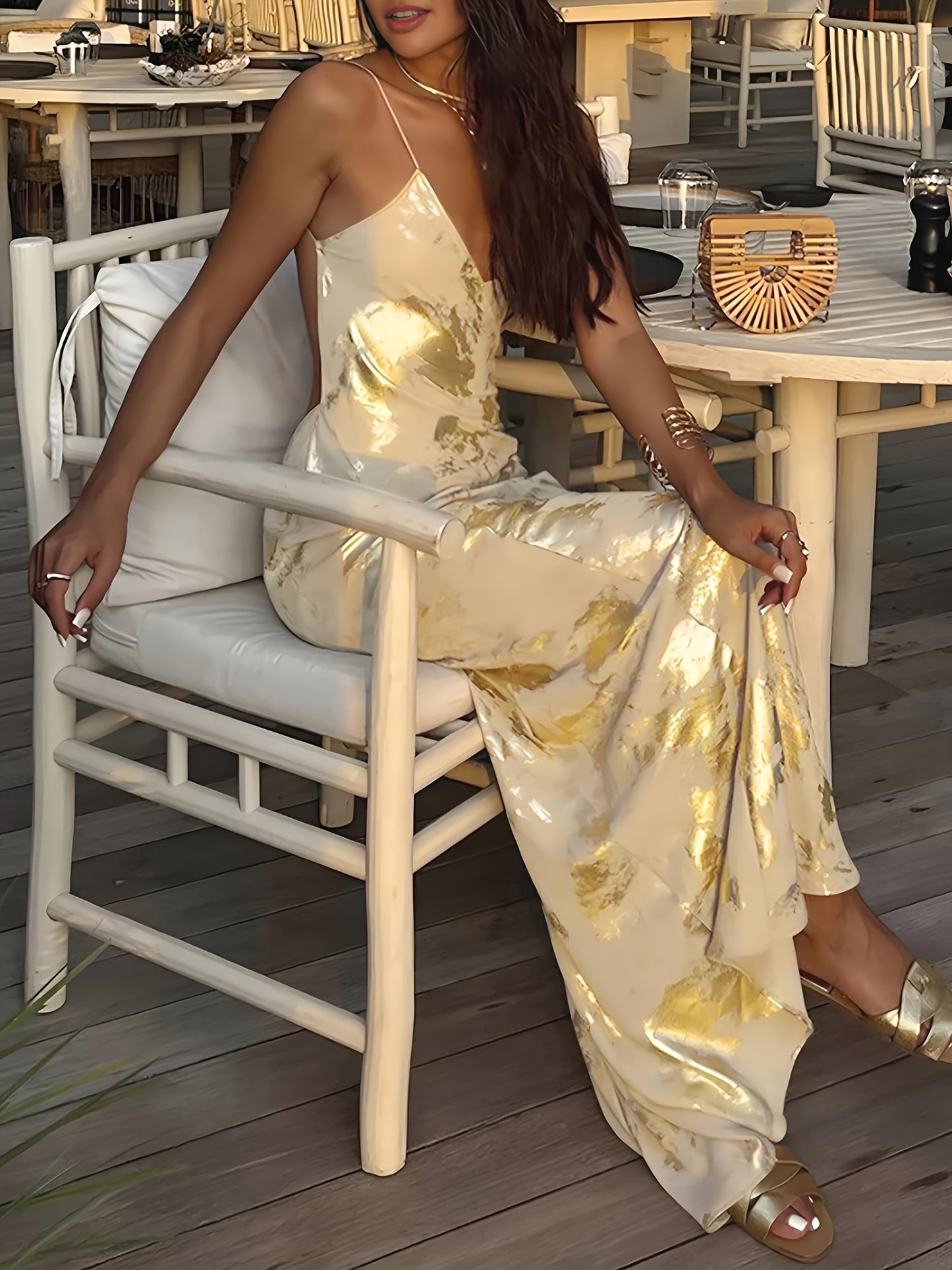 Women's Glam Glimmer Geometric Spaghetti Dress