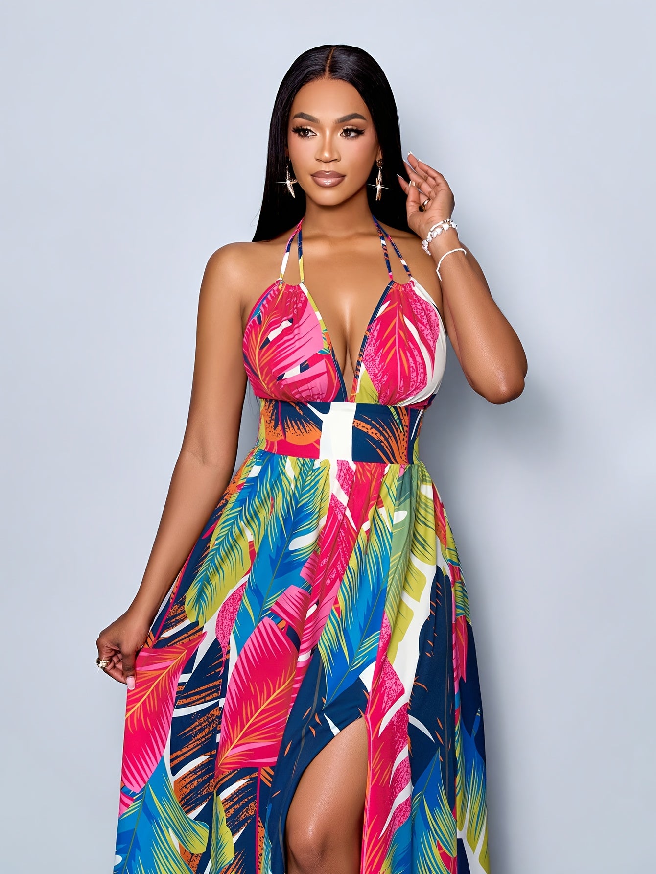 Elegant Floral Print TropiGlam Dress